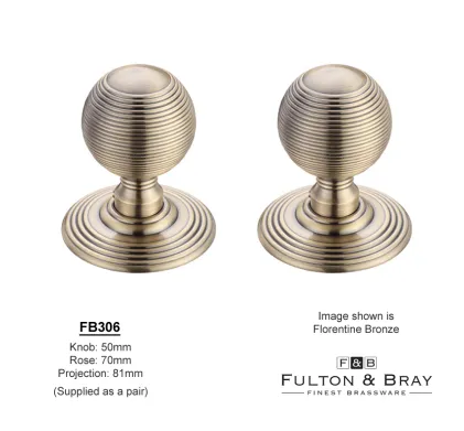Concealed-Fix Reeded Mortice Knobs Fulton-&-Bray - FB
