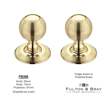 Concealed-Fix Reeded Mortice Knobs Fulton-&-Bray