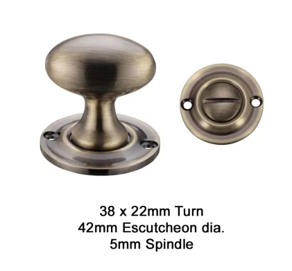 Large F&B Bathroom Turn & Release - Antique Brass