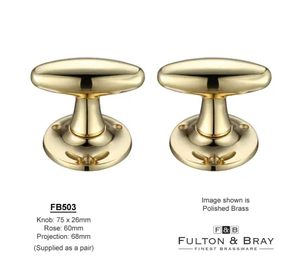 Extended Oval Knob Mortice Door Knobs