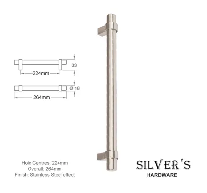 Pimlico Bar Cupboard Handle Stainless Steel - 224mm