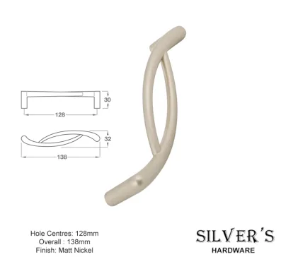 Spiral Cupboard Handle Matt Nickel - 128mm