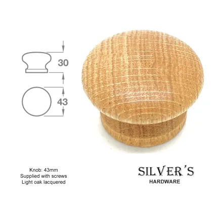 43mm Light Oak lacquered Cupboard Knob
