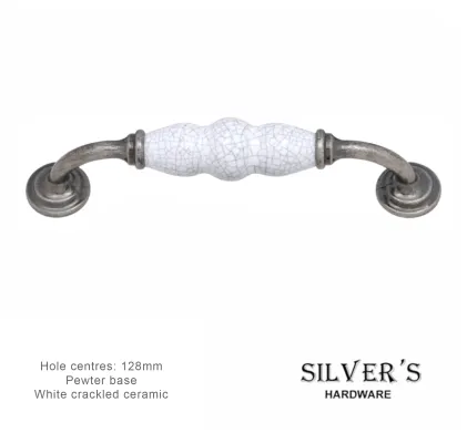 Winchester D Handle Pewter White Crackled - 128mm C/C