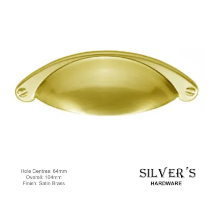 Traditional Cabinet Drawer Pull Satin Brass 64mm C/C