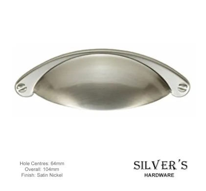 Traditional Cabinet Drawer Pull Satin Nickel 64mm C/C
