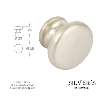 35mm Aspen Cupboard Knob Brushed Nickel