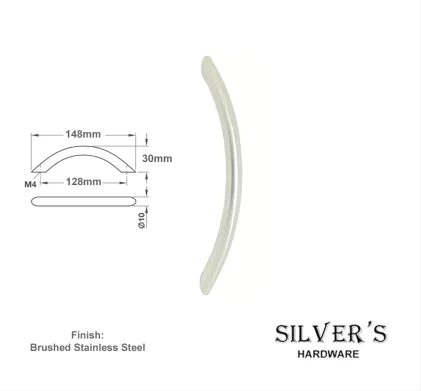 Clifton Bow Handle Brushed Nickel - 128mm C/C