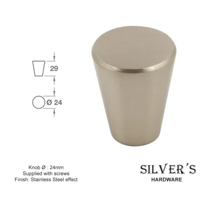 24mm Conical Cupboard Knob Brushed Nickel