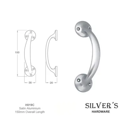 Bow Pull Handle Anodised Aluminium 150mm