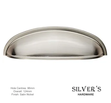 Modern Shaker Drawer Pull Satin Nickel 96mm C/C