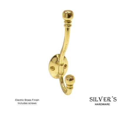90mm Decorative Ball End Hat & Coat Hook Polished Brass