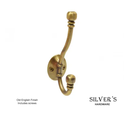 90mm Decorative Ball End Hat & Coat Hook Antique Brass