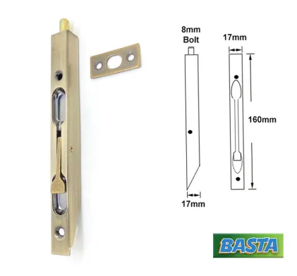 Basta Flush Bolt Lever Action 160mm Antique Bronze