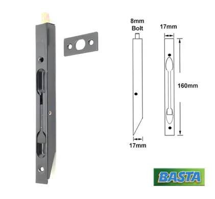 Basta Flush Bolt Lever Action 160mm Matt Black
