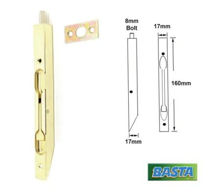 Basta Flush Bolt Lever Action 160mm Polished Brass
