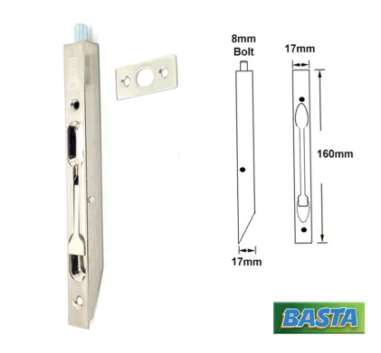 Basta Flush Bolt Lever Action 160mm Nickel Plated