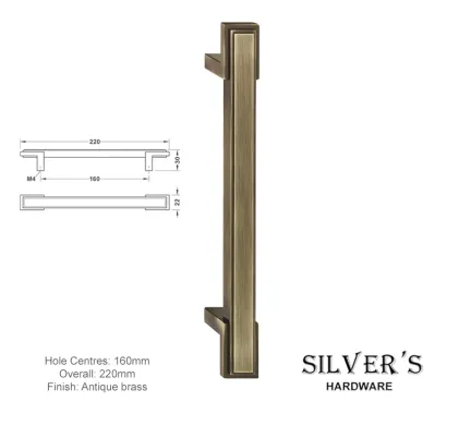Cupboard Handle Antique Brass - 160mm