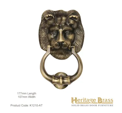 Heritage Brass Lion Knocker Antique Brass