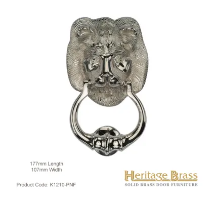 Heritage Brass Lion Knocker Polished Nickel