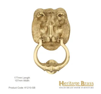 Heritage Brass Lion Knocker Satin Brass