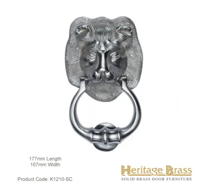 Heritage Brass Lion Knocker Satin Chrome