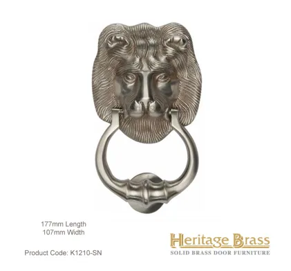 Heritage Brass Lion Knocker Satin Nickel