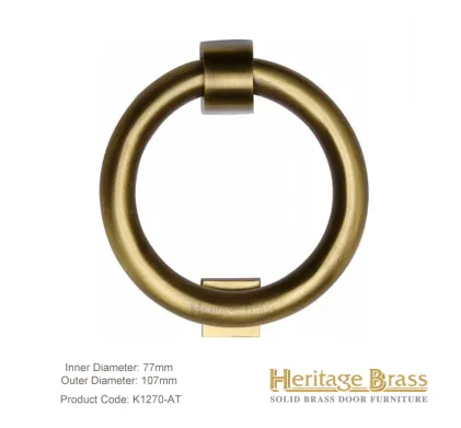 Heritage Brass Ring Door Knocker: Finish Antique Brass