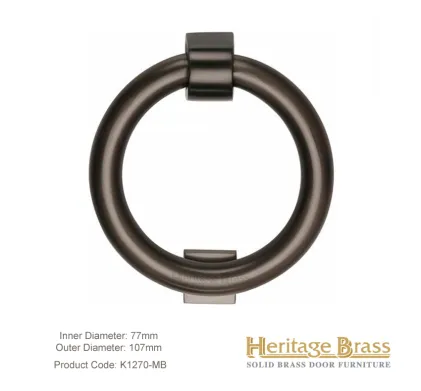 Heritage Brass Ring Door Knocker: Finish Matt Bronze