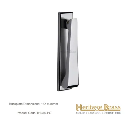 Heritage Brass Slim Door Knocker Polished Chrome