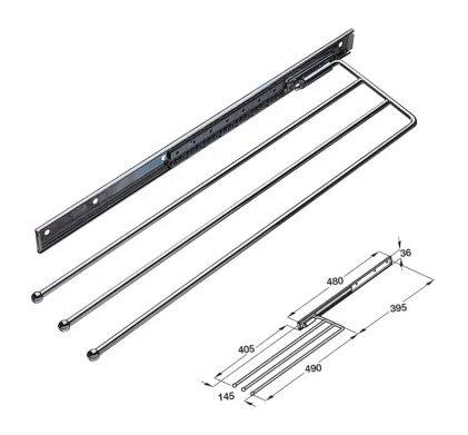 Steel Towel Rail - 3 Rails