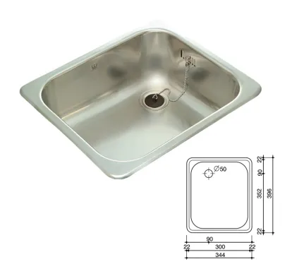 Reginox Inset Bowl 18/10 Stainless Steel - 344 x 396mm