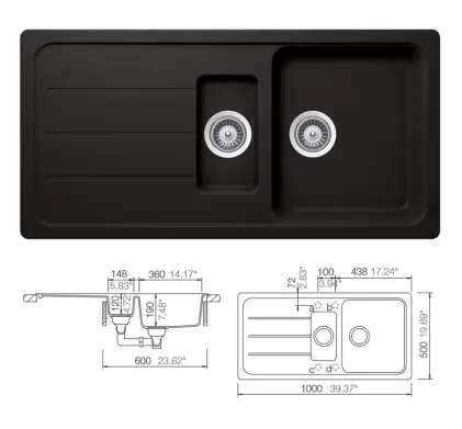 Schock Black Composite 1.5 Bowl Sink