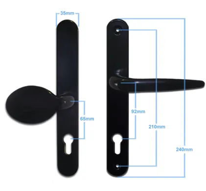 92/65mm Centres Aluminium Multipoint Pad Door Handles - PVD Gold Finish