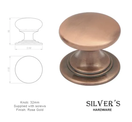 32mm Rioghal Cabinet door knob - Rose Gold