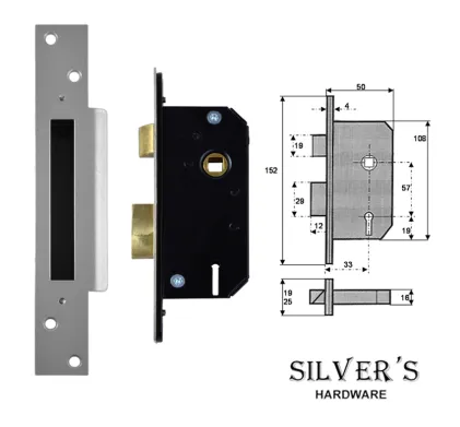 50mm 3 Lever Narrow Sashlock (2")