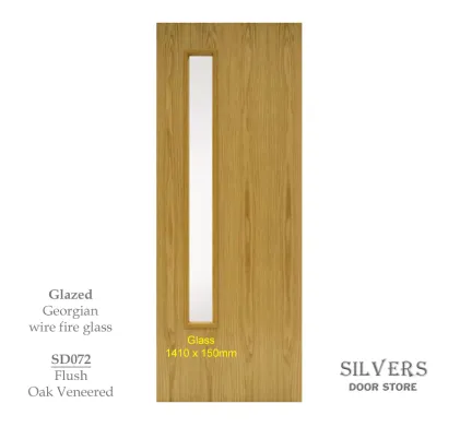 Oak Lacquered FD30/FD60 Fire Door Glazed (1410x150mm)