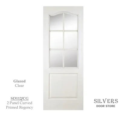 2 Panel Curved Top Regency Primed Woodgrain - Glazed