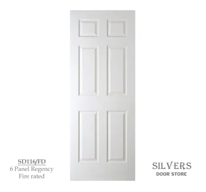 6 Panel Fire Rated Primed Fiberboard Door