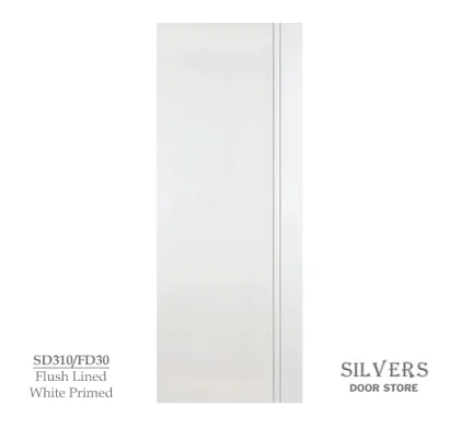 2 Lined Flush White Primed Door