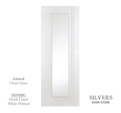 2 Lined Flush White Primed Door - Glazed