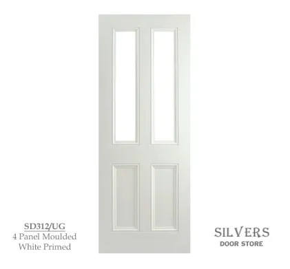 4 Panel Moulded White Primed Door 44mm - Unglazed