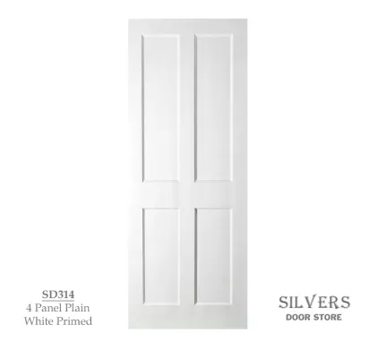 4 Panel White Primed Door - Square Top