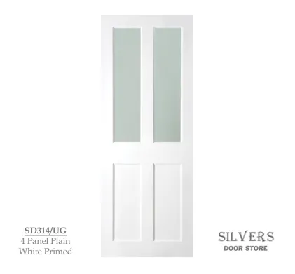 4 Panel White Primed Door - Square Top - Unglazed