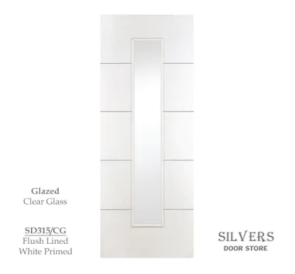 5 Panel White Primed Flush Lined Door - Glazed