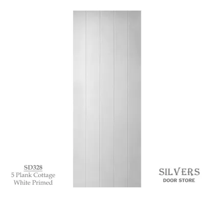 5 Plank Cottage Style Door White Primed