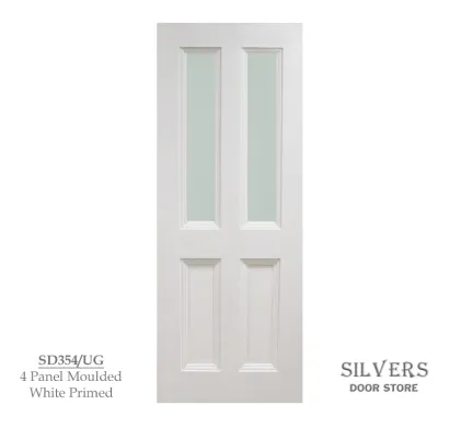 4 Panel Moulded White Primed Door 42mm - Unglazed