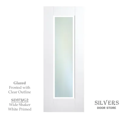 1 Panel Wide Shaker Style Door White Primed - Glazed 2