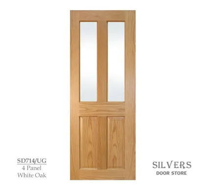 4 Panel Lacquered American White Oak Door - Unglazed S