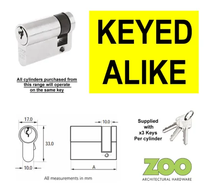 5 Pin Euro Profile Single Cylinder ***KEYED ALIKE***